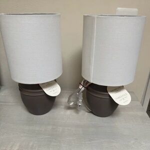 Set of 2 Mini Ceramic Table Lamp Dark Gray(brownish grey)